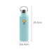 A drink bottle in soft blue, 720ML, stainless steel, featuring a handle and a logo. Dimensions: 25.5cm tall, 8cm diameter.