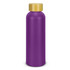 A drink bottle in vibrant purple, featuring a wooden-like lid and a smooth, sleek design.