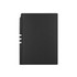 A black Malaga Notebook with a textured cover and a logo on the front.