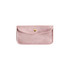 A pink velvet glasses pouch with a gold snap closure, designed for storing eyewear.