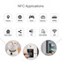An assortment of icons representing various NFC applications, featuring images of a cat, a door intercom, and a secure access device.