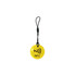 A round yellow NFC tag with a black strap and logo. The tag features a glossy surface.