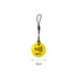 A yellow NFC epoxy round tag with a black logo and attached strap, measuring 3 cm in diameter.