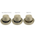 A breathable woven straw hat in beige with different band designs. Each hat features a logo on the band.