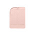 A pink silicone hair straightener pad with a textured wave design for heat protection and stability.
