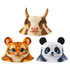 Three animal-ear bucket hats in brown cow, orange tiger, and black-and-white panda designs. Each hat features a playful animal face.