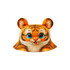 A bucket hat featuring a tiger design with vibrant orange and yellow colours and playful animal ears on top.