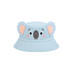 A blue bucket hat with koala ears and face details. Includes a logo on the side.