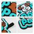A custom felt hanging tag featuring a black, turquoise, and brown dog design on a soft felt background.