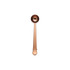 A copper coffee measuring spoon with a clip, featuring a long handle and a rounded scoop at the end.