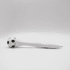 A white pen with a black and white soccer ball-shaped top and a logo on the body.