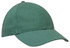 A green cap with a rounded crown and a curved brim, featuring a logo on the front.