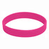 A pink silicone wristband with a smooth surface and a simple design, featuring a logo.