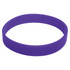 A purple silicone wristband featuring a simple design and a smooth finish. It includes a logo.