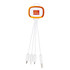 A 4-in-1 charging cable in white and orange, featuring a logo, with multiple connectors for different devices.
