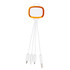 A 4-in-1 charging cable in white with an orange connector, featuring multiple attachment tips for different devices.