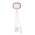 A pink and white 4-in-1 charging cable with multiple connectors for various devices. It includes a logo.