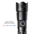 A black outdoor torch with battery indicator lights and a textured grip. It features a circular control button.