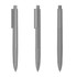A set of three grey plastic pens with a glossy finish, each featuring a clip and a capped end.