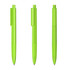 Three high-gloss plastic pens in a vibrant green colour, featuring a clip and a sleek design.