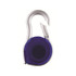 A purple carabiner tape measure with a clear casing and a metal clip for easy attachment.