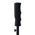 A black golf umbrella handle featuring a textured grip and a locking mechanism for stability.