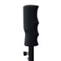 A black umbrella handle featuring a textured grip for better hold and a sliding mechanism for easy use.