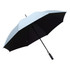 A silver and black umbrella with a sturdy handle, designed for outdoor leisure activities.
