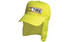 A bright yellow cap with a logo on the front and a flap at the back for added coverage.