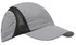 A grey sports cap made of microfibre and mesh, featuring a reflective trim and a branding logo.