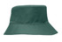 A breathable poly twill child's bucket hat in a sage green colour with a wide brim. It features a logo.