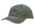 A green enzyme washed pigment dyed cotton twill cap with a curved brim and stitching details. It features a logo.