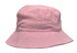 A pink terry towelling bucket hat with a soft texture and a wide brim. It features a logo.