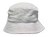 A white terry towelling bucket hat featuring a soft, textured fabric and a wide brim. It has a logo on it.