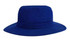 A blue microfibre adjustable bucket hat with a wide brim and a branded logo.
