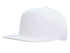 A white Premium American Twill A Frame Cap with a flat brim and a logo on the side.