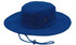 A blue brushed heavy cotton hat with a wide brim and an adjustable string. It features eyelet vents.