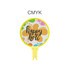 A 20cm foldable fan with a vibrant floral design in yellow and pastel colours featuring the words "happy Holi."