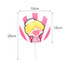 A pink transparent PVC hand fan featuring a cartoon character with blonde hair and a white sailor hat. Dimensions: 18cm x 28cm.