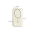 A creamy white magnetic wireless power bank featuring dimensions of 101mm x 64mm x 12.5mm, with a logo present.