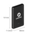 A black 5000mAh magnetic wireless power bank with a logo, measuring 101mm x 68mm x 11.5mm.