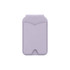 A light purple PU magnetic card holder with a smooth finish and a slot for a mirror. It features a logo.