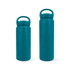 A drink bottle set featuring a teal double wall stainless steel design, including a handle in two sizes.