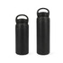 A drink bottle set featuring two black double wall stainless steel bottles with handles, in 350ML and 500ML sizes.