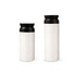 A drink bottle set featuring a black and white double wall stainless steel design in 350ML and 500ML sizes.
