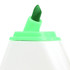 A green highlighter with a chisel tip, featuring a bright green plastic cap and a white body.