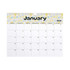 A horizontal wall calendar for January 2026 featuring a floral design at the top and a white grid layout.