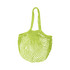 A lime green mesh grocery bag with two handles, featuring a netted design.