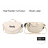 A casual crossbody bag in cream colour with a flap and adjustable strap, featuring a logo.