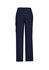 Navy women's cargo pants featuring a comfort waist and multiple pockets, with a logo on the back.